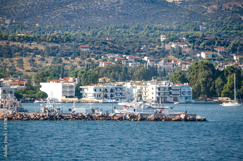 view from the sea. F in Eretria town and harbor .Evia island,Greece	 photo