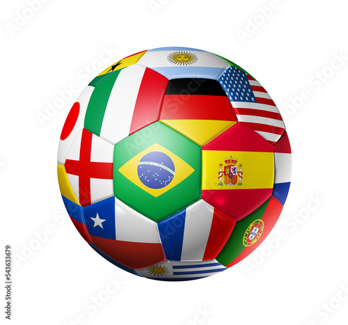 Brazil 2014 football soccer ball with world teams flags