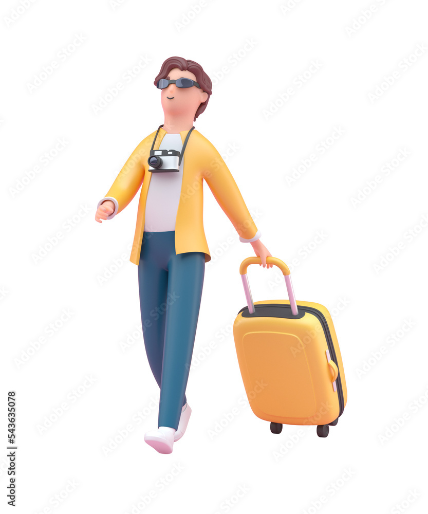 Man Walking with Luggage. 3D Illustration Man Walking with Luggage. 3D Illustration