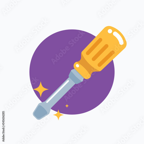 The Yellow screwdriver. Isolated Vector Illustration.