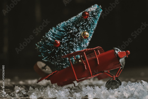 christmas tree on toy Airplane