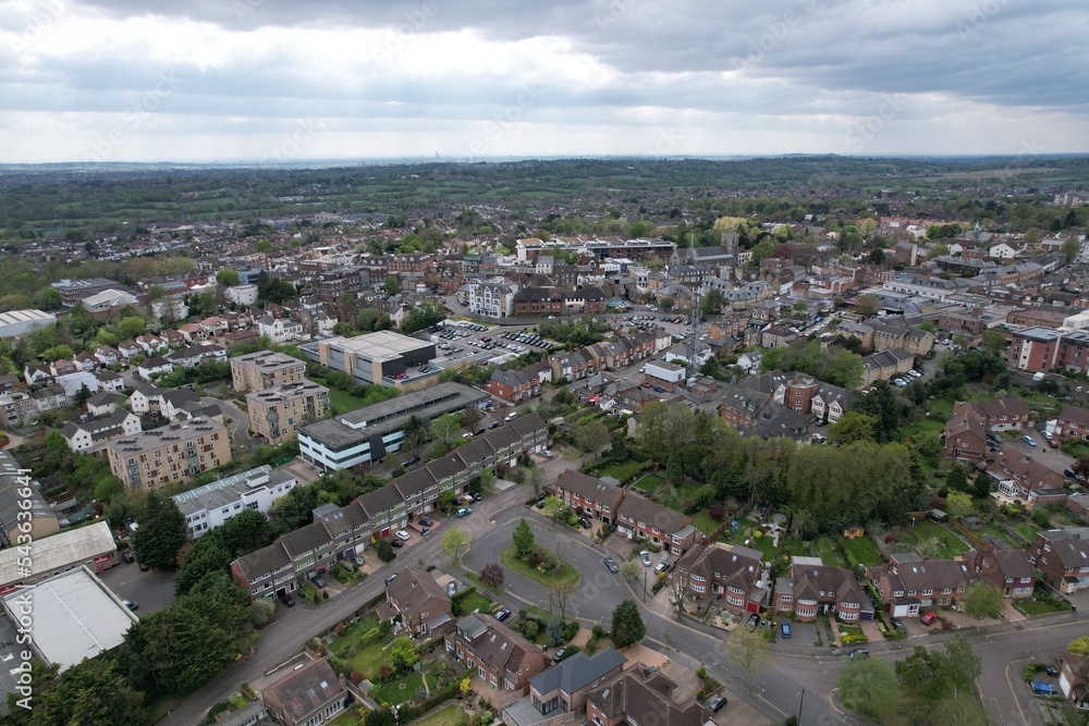 Potters Bar Hertfordshire UK drone aerial view ..