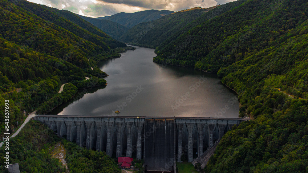 Water dam in the mountains, Romania, Transylvania, Paltinish