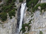 Schmuerfälle or Schmuer Waterfalls (Cascada da Pigniu oder Aua da Fluaz Wasserfälle) over the lake Panixersee (Lag da Pigniu), Pigniu-Panix - Canton of Grisons, Switzerland (Kanton Graubünden, Schweiz