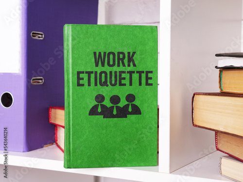 Foto Work etiquette is shown using the text on the book