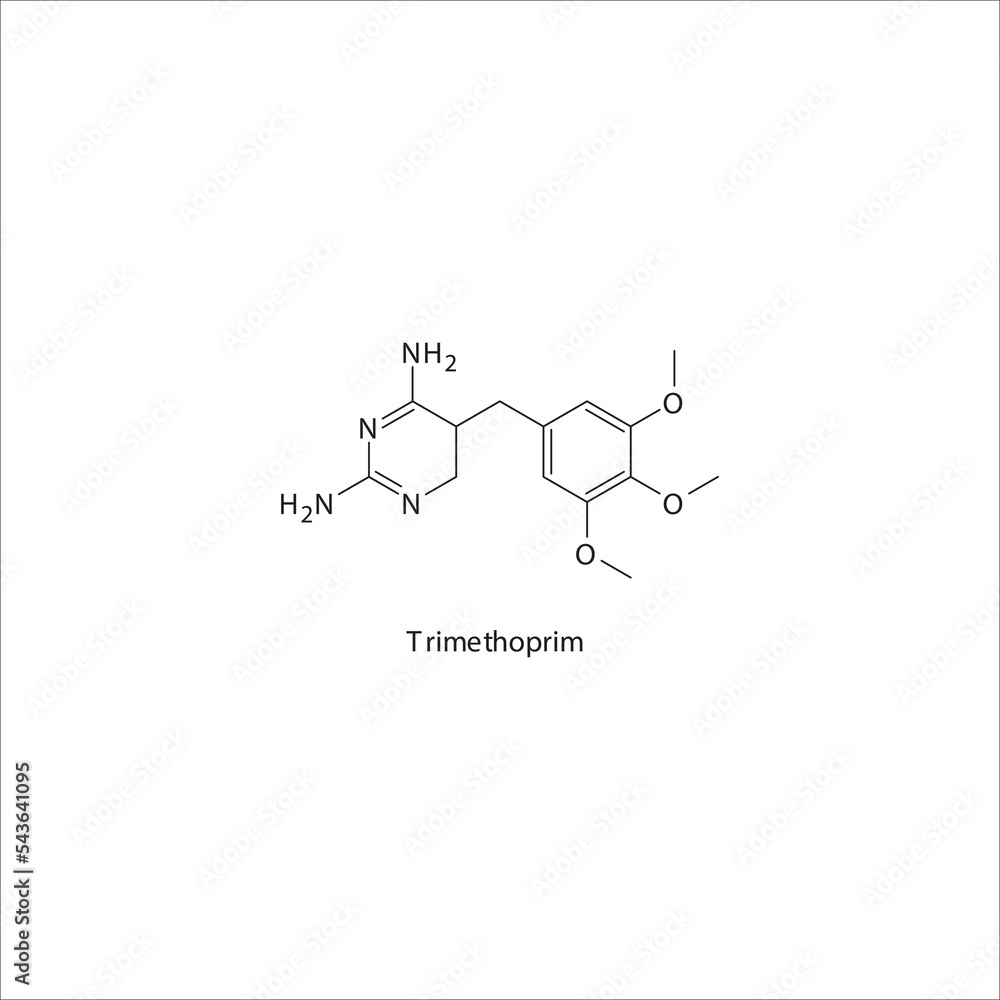 Trimethoprim flat skeletal molecular structure DHFR inhibitor