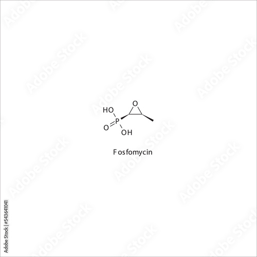 Fosfomycin flat skeletal molecular structure Phosphonic antibiotics drug used in  treatment. Vector illustration. photo