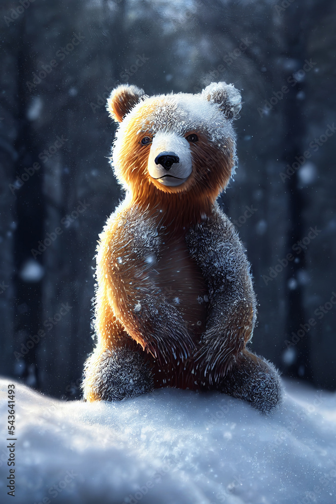 bear snow, winter, black bear Stock Illustration Adobe