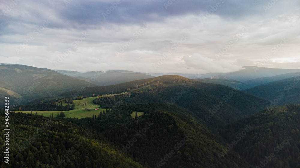 Naklejka premium mountains and forests photographed from a drone Transylvania, Romania