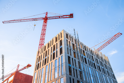 Construction site under blue sky