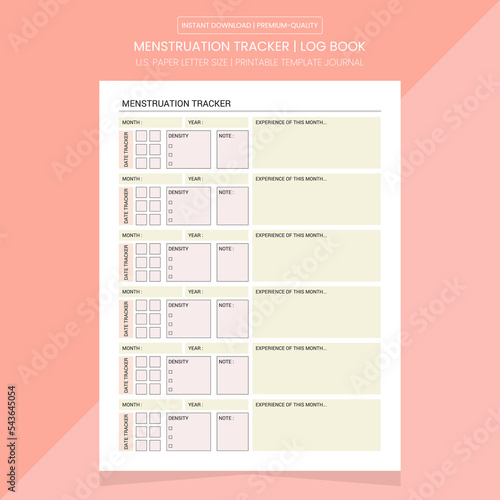Menstruation Tracker | Printable Period Tracker | Tracking Menstrual Log 