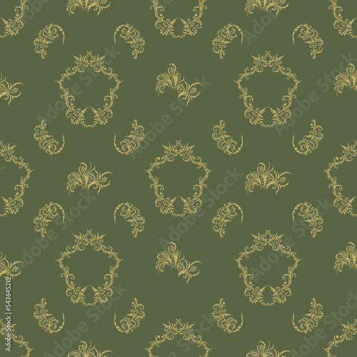 Graphic pattern for fabric, wallpaper, packaging, ornate Damask flower ornament.