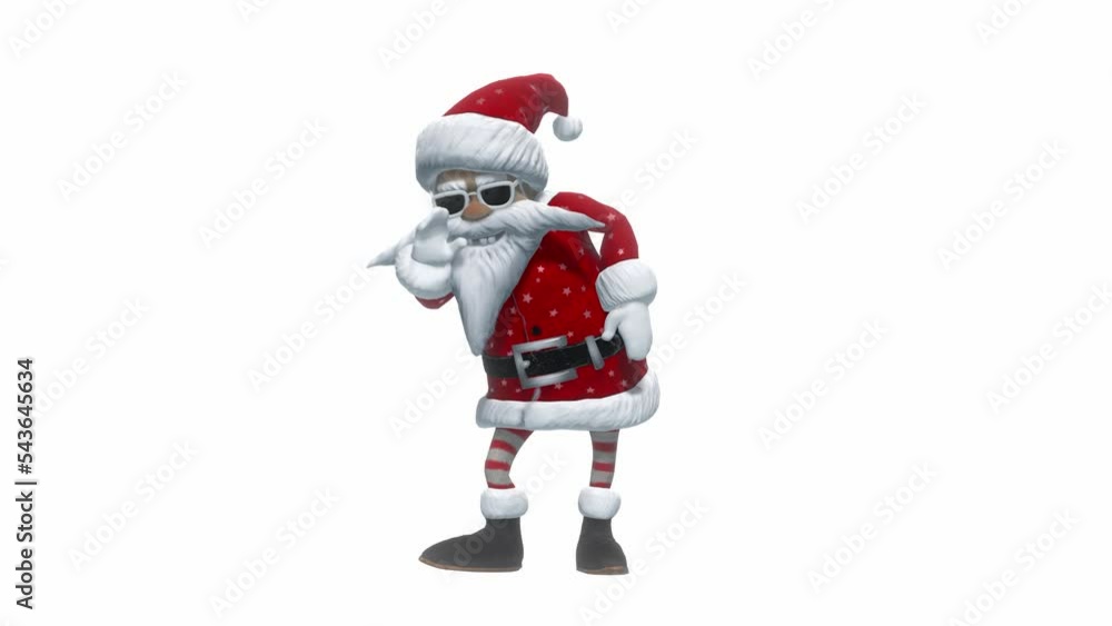 Happy Santa Claus waving isolated on white, 3D animation with alpha matte Happy Santa Claus waving isolated on white, 3D animation with alpha matte