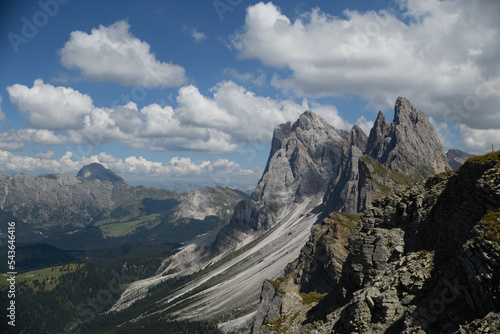 Views of Seceda mountain range in the Italian Dolomites