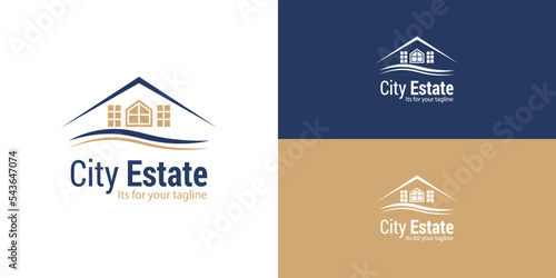 Vector Abstract Roof Of The House Concept Design Real Estate Logo Design Template.