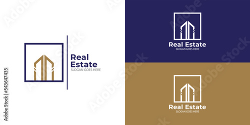 Vector Logo On Which An Abstract Image Of The House, Flat Vector Logo Design Template Element For Construction Architecture Building Logos.