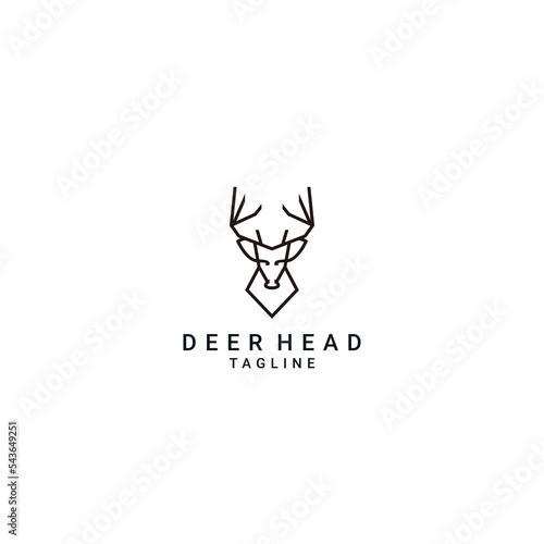 Deer head line art logo vector icon design template