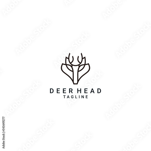 Deer head line art logo vector icon design template