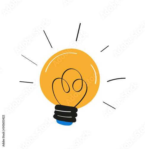 Tableau sur toile Bright yellow light bulb isolated on a white background