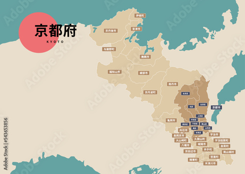 地図（地名付き）-京都府