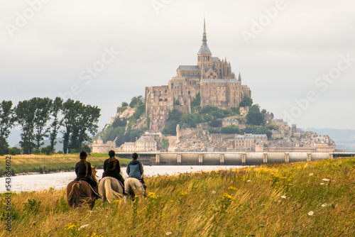 Chevaux devant le mont Saint Michel