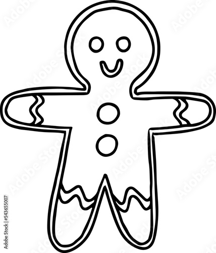 Vector illustration of gingerbread man in a hand-drawn style.
