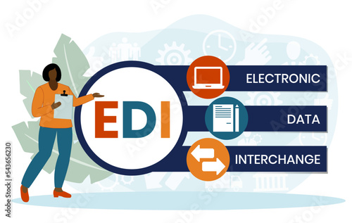 EDI - Electronic Data Interchange acronym. business concept background. vector illustration concept with keywords and icons. lettering illustration with icons for web banner, flyer, landing page