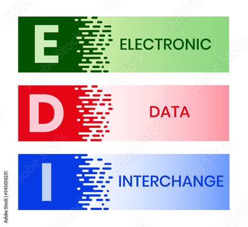 EDI - Electronic Data Interchange acronym. business concept background. vector illustration concept with keywords and icons. lettering illustration with icons for web banner, flyer, landing page