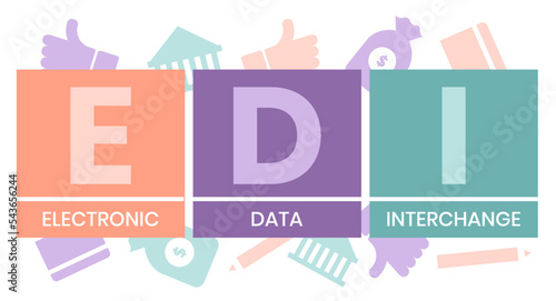 EDI - Electronic Data Interchange acronym. business concept background. vector illustration concept with keywords and icons. lettering illustration with icons for web banner, flyer, landing page