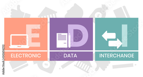 EDI - Electronic Data Interchange acronym. business concept background. vector illustration concept with keywords and icons. lettering illustration with icons for web banner, flyer, landing page