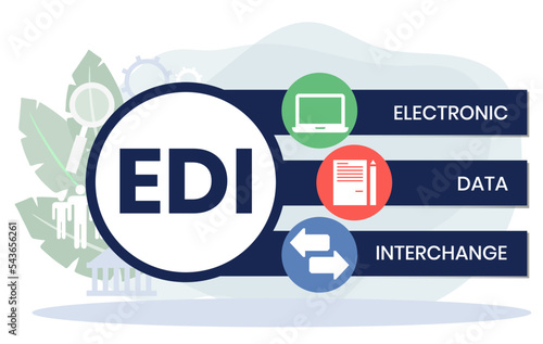 EDI - Electronic Data Interchange acronym. business concept background. vector illustration concept with keywords and icons. lettering illustration with icons for web banner, flyer, landing page