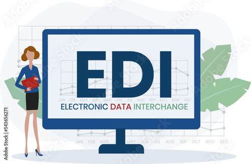 EDI - Electronic Data Interchange acronym. business concept background. vector illustration concept with keywords and icons. lettering illustration with icons for web banner, flyer, landing page