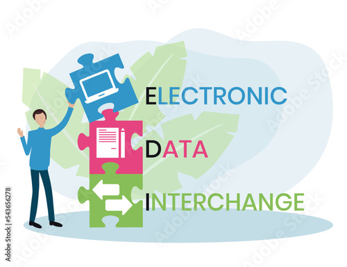 EDI - Electronic Data Interchange acronym. business concept background. vector illustration concept with keywords and icons. lettering illustration with icons for web banner, flyer, landing page