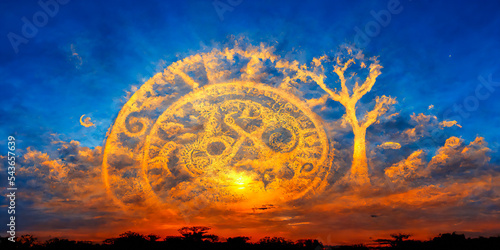 The astrological zodiac is prominently featured in the sky of Africa, lending a powerful visual for astrology and African horoscopes. photo