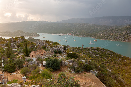 View of the island of Kekova from the fortress wall of Simena