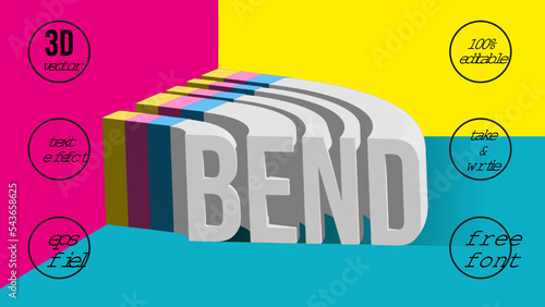 Bend text effect style, EPS editable text effect
