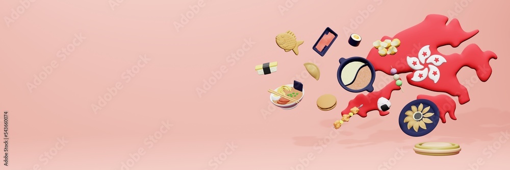 3d rendering of japanese food consumption in Hongkong for social media content 3d rendering of japanese food consumption in Hongkong for social media content