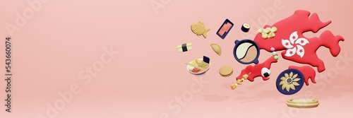 3d rendering of japanese food consumption in Hongkong for social media content 