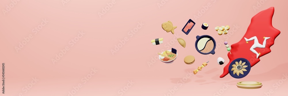 3d rendering of japanese food consumption in Isle Of Man for social media content