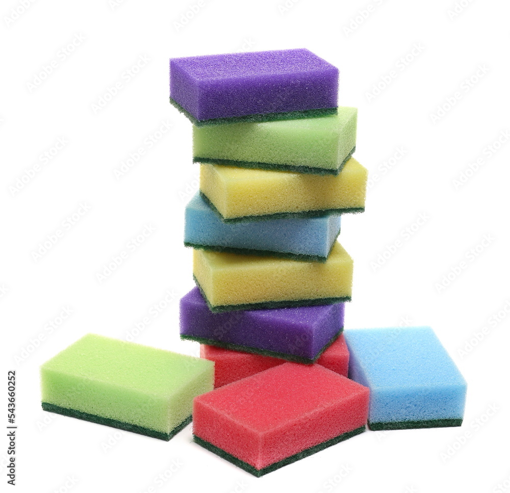 Colorful sponges new isolated on white background Colorful sponges new isolated on white background