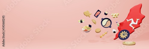 Obraz na płótnie 3d rendering of japanese food consumption in Isle Of Man for social media content w salonie
