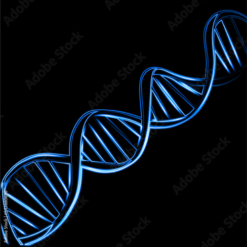 Vector isolated illustration of DNA with neon effect.