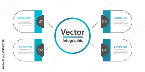 Business infographic design template with 4 options, steps or processes. Can be used for workflow layout, diagram, annual report, web design