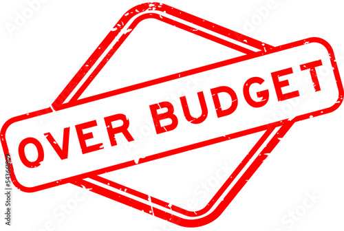 Grunge red over budget word rubber seal stamp on white background