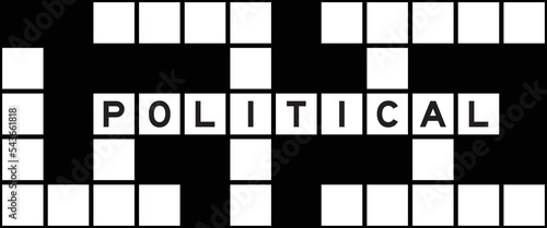 Alphabet letter in word political on crossword puzzle background