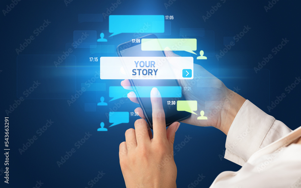 Hand using smartphone with social media concept Hand using smartphone with social media concept