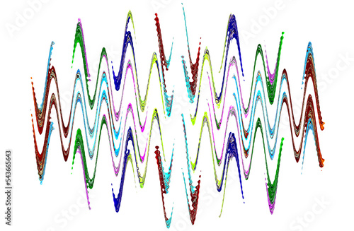 Multicolored abstract waved pattern on transparent background.