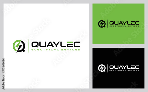 Letter q logo design, electrical bolt logo vector