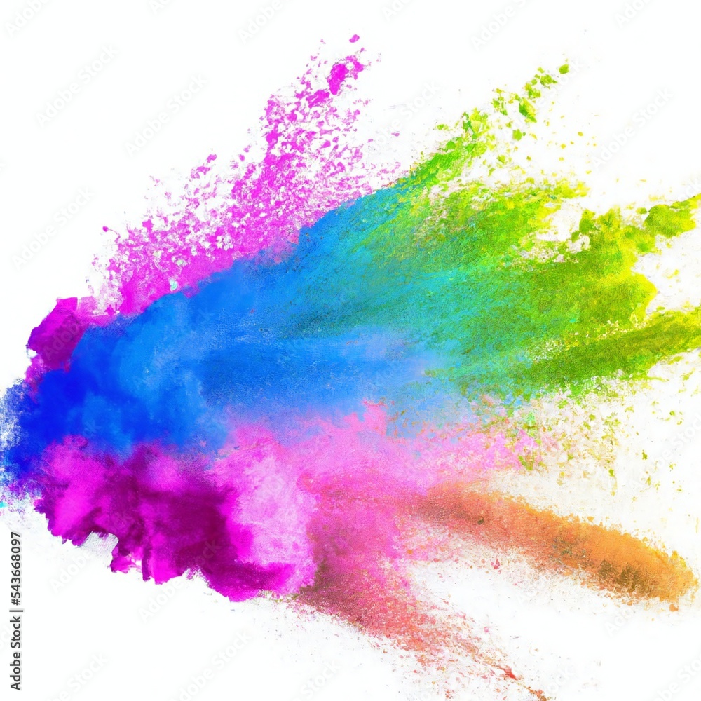 Colourful holi powdered paint powder explosion isolated on a white background