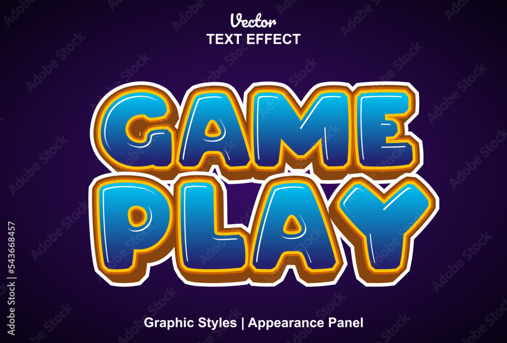 game play text effects with graphic style and can be edited.